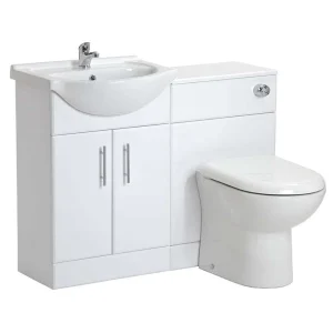 Linx White MDF Bathroom Vanity Unit Set with Toilet Pan